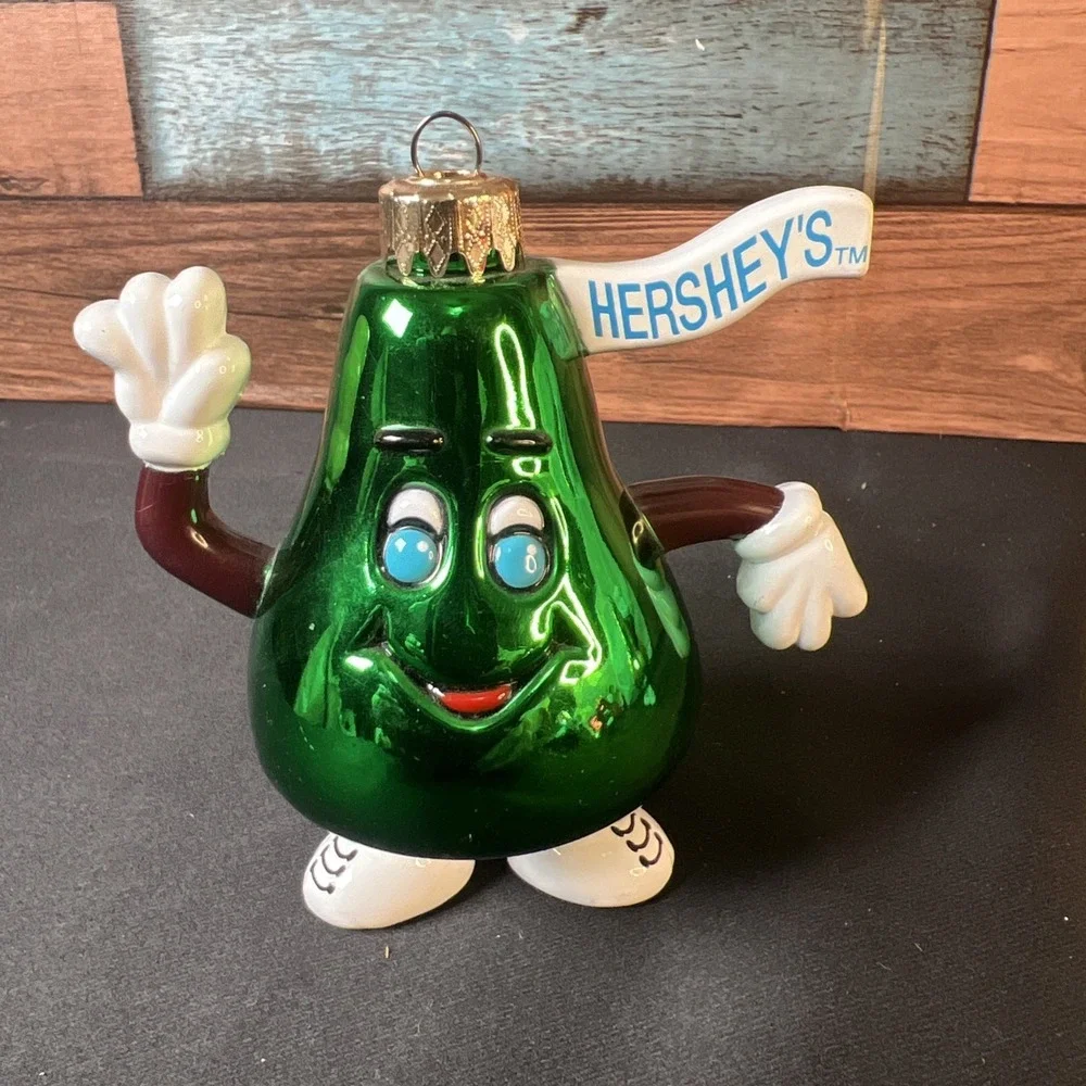 Vintage 1998 Set‎ Of 4 Hershey's Kisses Glass Christmas Tree Ornaments  4